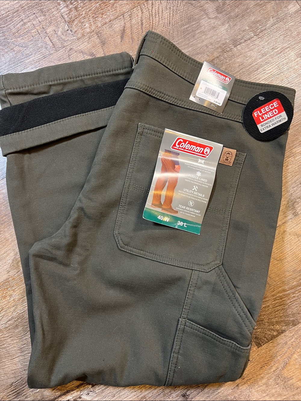 Coleman Men’s Olive Green Cargo Pants - Fleece Lined